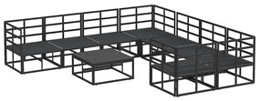 Conjunto de Sofá de Jardim 9 pcs Preto 70 x 70 x 32 cm Alumínio