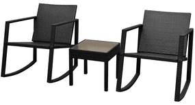 vidaXL 3 pcs conjunto bistrô vime PE preto