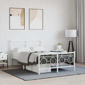Estrutura de cama com cabeceira e pés 120x200 cm metal branco