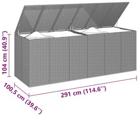 Caixa para almofadões de jardim 291x100,5x104 cm vime PE preto