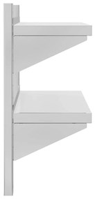Estante parede 2 prateleiras 75x23,5x60 cm aço inoxidável prata