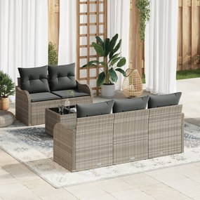 Conjunto de Sofá de Jardim VidaXL com Almofadas Cinza Claro Rattan Pol