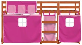 Beliche com cortinas 90x190 cm madeira de pinho maciça rosa