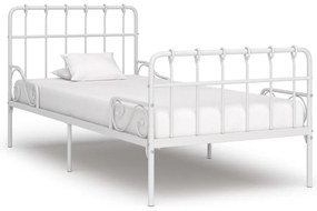 Estrutura de cama com estrado de ripas 90x200 cm metal branco