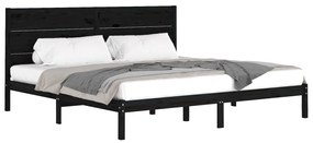 Estrutura de cama 200x200 cm pinho maciço preto