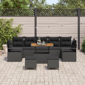 Conjunto de Sofá de Jardim vidaXL de 10 Peças com Almofadas Preto Ratt