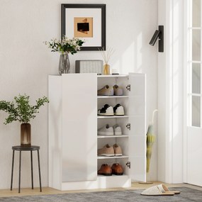 Sapateira para Entrada com Prateleiras Ajustáveis para 20 Pares de Sapatos 72x34,5x103 cm Branco Brilhante