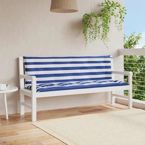 Almofadões p/ banco jardim 2 pcs 150x50x7 cm tecido azul/branco