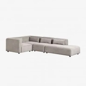 Sofá Modular De Canto Em L De 4 Peças Com Chaise Longue Direita Fogler Bombazina Cinzento Toupeira Claro - Sklum