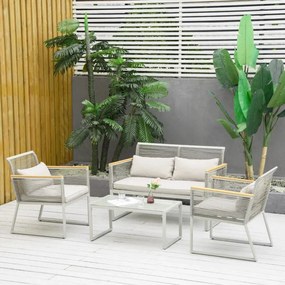 Conjunto Lounge Madalena em Vime - 2 Cadeiras, 1 Sofá e 1 Mesa - Desig