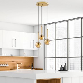 Candeeiro Chandelier King – Ouro Brilhante – 34 x 34 x 134 cm