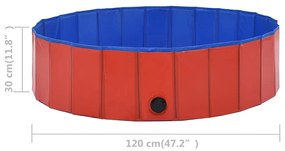 Piscina para cães dobrável 120x30 cm PVC vermelho