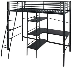 vidaXL Cama com colchĂŁo Preto 200 x 90 cm Metal
