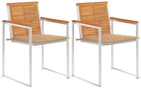vidaXL Cadeiras de jardim com almofadões 2 pcs acácia maciça e aço