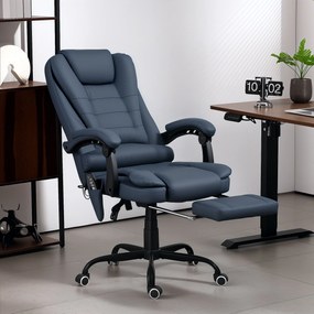 Cadeira de escritório com função de massagem, altura ajustável, encosto reclinável e comando com fio, azul