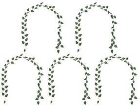 vidaXL Pothos Artificial 5 pcs Verde 300 cm Plástico
