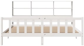 Cama com estante sem colchão 180x200 cm pinho maciço branco