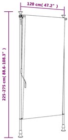 Estore de rolo exterior 120x270 cm tecido/aço amarelo e branco
