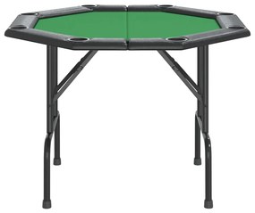 Mesa de póquer dobrável 8 jogadores 108x108x75 cm verde