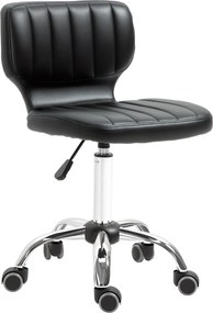 Banco de trabalho giratório a 360° - altura do assento ajustável entre 47 e 62 cm - revestimento sintético acolchoado preto com acabamento cromado