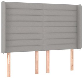 Cama box spring c/ colchão e LED 140x200 cm tecido cinza-claro