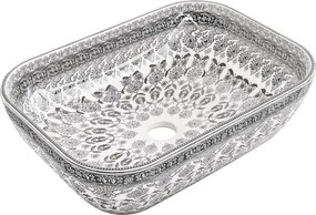 Mexen Rita lavatório de bancada 45 x 32 cm, padrão branco/preto - 21084586
