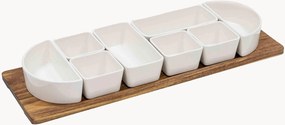 Taças de aperitivos em porcelana com bandeja em madeira de acácia Alto Serve & Share, conjunto de 9
