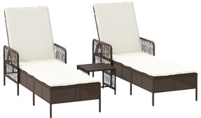 Conjunto de Espreguiçadeira Conjunto de 3 Marrons e creme