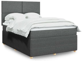 vidaXL Cama com molas/colchão 140x190 cm tecido cinzento-escuro