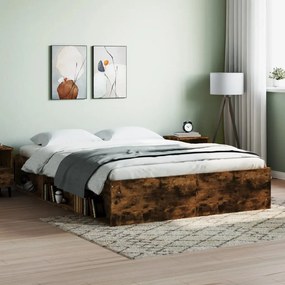 vidaXL Estrutura de cama king 150x200 cm carvalho fumado