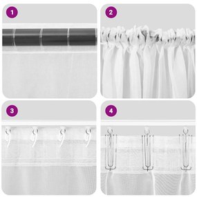 Cortinas de voile com bolsos para varão 2 pcs areia