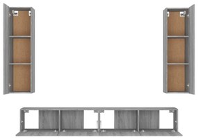 Conjunto móveis de TV 4 pcs madeira processada sonoma cinza