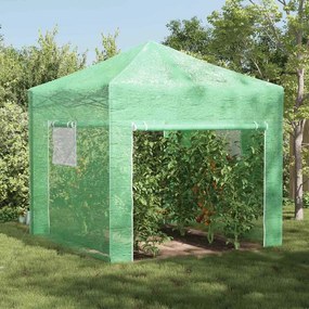 vidaXL Estufa com telhado Manual Verde 290 x 290 x 315 cm Aço