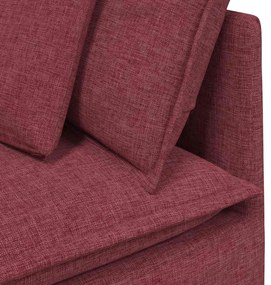 Sofá modular com almofadas tecido vermelho tinto