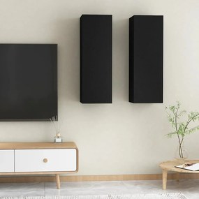 vidaXL Móveis de TV 2 pcs 30,5x30x90 cm derivados de madeira preto
