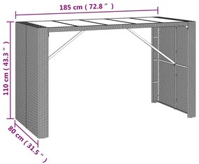 7 pcs conjunto de bar para jardim c/ almofadões vime PE preto