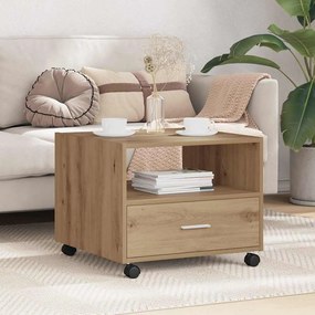 vidaXL Mesa de centro com gaveta Carvalho Artesanal 55 x 55 x 45cm