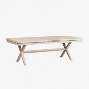 Rectangular Extensible Dining Table In Aluminum Karena Tapioca Bege & 240 - 300 X 100 Cm - Sklum