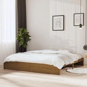 814972 vidaXL Estrutura de cama 200x200 cm madeira maciça castanho mel