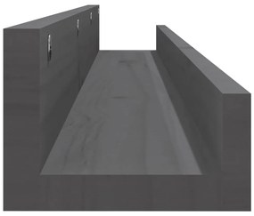 Prateleiras de parede 2 pcs 110x12x9 cm pinho maciço cinzento