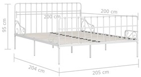 Estrutura de cama com estrado de ripas 200x200 cm metal branco