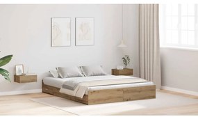 Estrado de cama com arrumação carvalho artisiano 140 x 190 cm