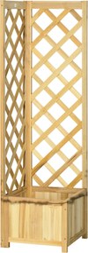 Outsunny Floreira com Treliça de Madeira para Exterior, Elevada para Plantas Trepadeiras 40x40x145 cm Madeira | Aosom Portugal