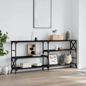 vidaXL Mesa consola 180x29x76,5 cm derivados de madeira preto