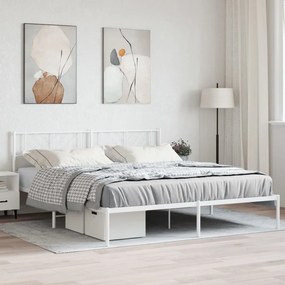 Estrutura de cama com cabeceira 193x203 cm metal branco