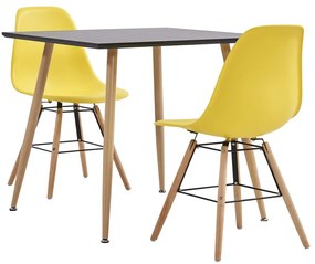 vidaXL 3 pcs conjunto de jantar plástico amarelo