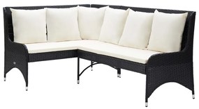 vidaXL Sofás de canto para jardim 2 pcs vime PE preto