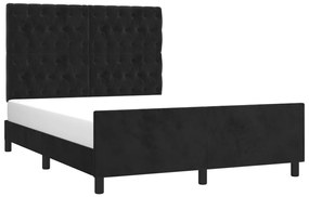 Estrutura de cama sem colchão 140x200 cm veludo preto