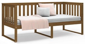 Sofá-cama 100x200 cm madeira pinho maciça castanho mel