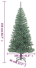 Árvore de Natal artificial c/ flocos de neve 210 cm verde